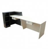 2.4m White Reception Desk Counter - Model White/Charcoal
